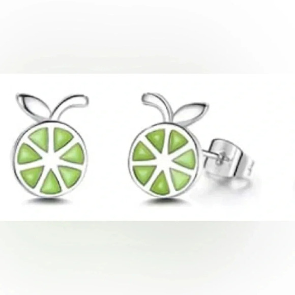 2 LEFT! Mini Cute Green Orange Stainless Steel Earrings - Picture 2 of 3